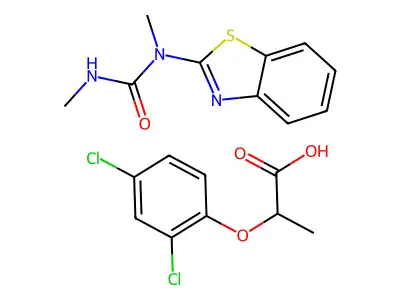1-(1,3-Benzothiazol-2-yl)-1,3-dimethylurea;2-(2,4-dichlorophenoxy)propanoic acid structure