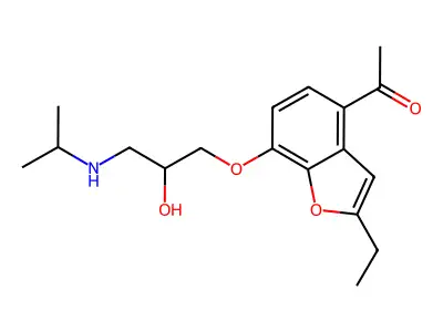 Ketone, 2-ethyl-7-(2-hydroxy-3-(isopropylamino)propoxy)-4-benzofuranyl methyl structure