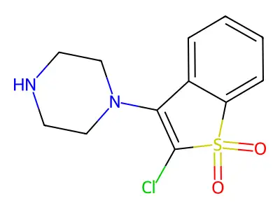 Benzo(b)thiophene, 2-chloro-3-(1-piperazinyl)-, 1,1-dioxide structure