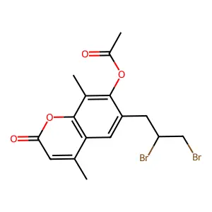 2H-1-Benzopyran-2-one, 7-(acetyloxy)-6-(2,3-dibromopropyl)-4,8-dimethyl- structure