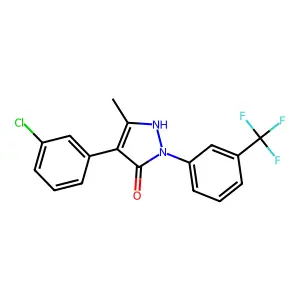 4-(3-chlorophenyl)-5-methyl-2-[3-(trifluoromethyl)phenyl]-1H-pyrazol-3-one structure