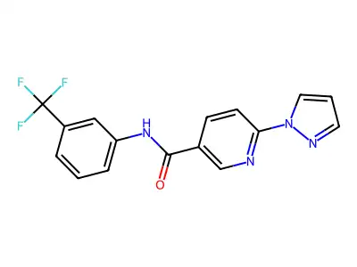 6-(1H-pyrazol-1-yl)-N-[3-(trifluoromethyl)phenyl]nicotinamide structure