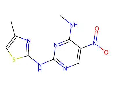N~4~-methyl-N~2~-(4-methyl-1,3-thiazol-2-yl)-5-nitro-2,4-pyrimidinediamine structure