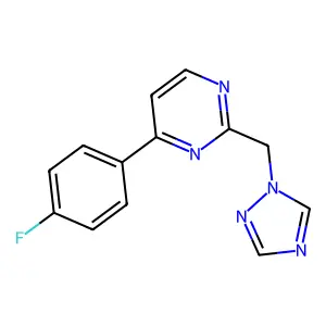 4-(4-fluorophenyl)-2-(1H-1,2,4-triazol-1-ylmethyl)pyrimidine structure