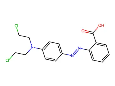 Benzoic acid, 2-((4-(bis(2-chloroethyl)amino)phenyl)azo)- structure