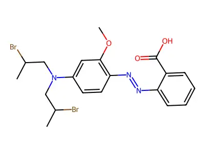 2-((4-(Bis(2-bromopropyl)amino)-2-methoxyphenyl)diazenyl)benzoic acid structure