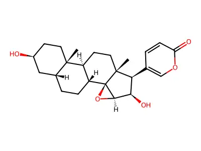3-beta,16-beta-Dihydroxy-14,15-beta-epoxy-5-beta-bufa-20,22-dienolide structure