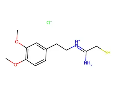 Acetamidine, N-(3,4-dimethoxyphenethyl)-2-mercapto-, hydrochloride structure