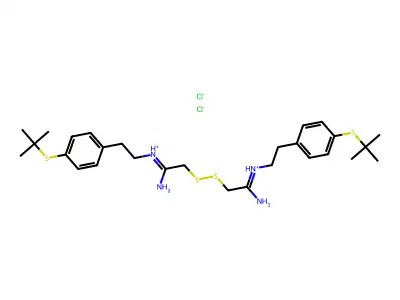Acetamidine, 2,2'-dithiobis(N-(p-tert-butylthio)phenethyl-, dihydrochloride structure