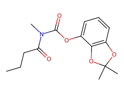 Carbamic acid, methyl(1-oxobutyl)-, 2,2-dimethyl-1,3-benzodioxol-4-yl ester structure