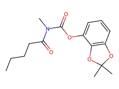 Carbamic acid, methyl(1-oxopentyl)-, 2,2-dimethyl-1,3-benzodioxol-4-yl ester structure