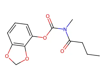Carbamic acid, methyl(1-oxobutyl)-, 1,3-benzodioxol-4-yl ester structure