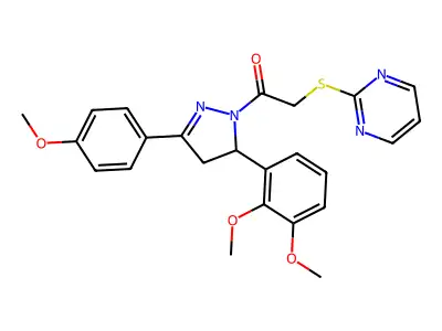 1-[5-(2,3-DIMETHOXYPHENYL)-3-(4-METHOXYPHENYL)-4,5-DIHYDRO-1H-PYRAZOL-1-YL]-2-(PYRIMIDIN-2-YLSULFANYL)ETHAN-1-ONE structure