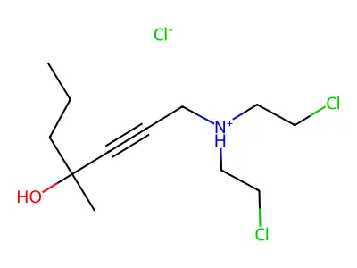 2-Heptyn-4-ol, 1-(bis(2-chloroethyl)amino)-4-methyl-, hydrochloride structure