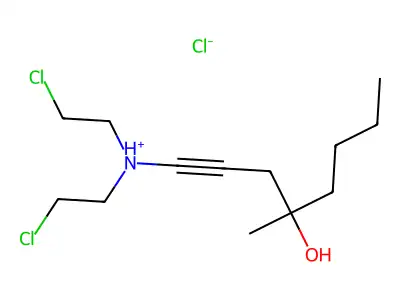 2-Octyn-4-ol, 1-(bis(2-chloroethyl)amino)-4-methyl-, hydrochloride structure