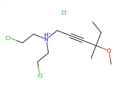 2-Hexyn-1-amine, N,N-bis(2-chloroethyl)-4-methoxy-4-methyl-, hydrochloride structure
