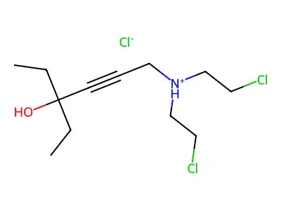 2-Hexyn-4-ol, 1-(bis(2-chloroethyl)amino)-4-ethyl-, hydrochloride structure