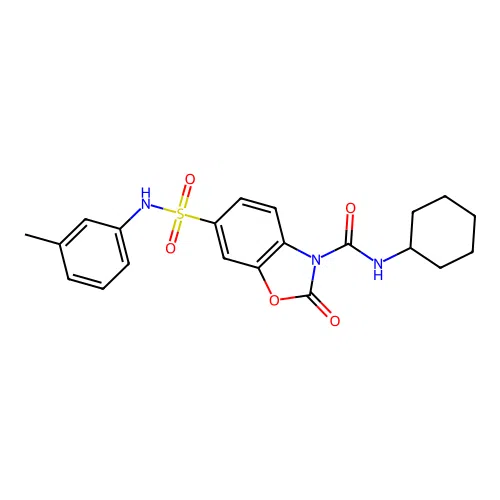 N-cyclohexyl-2-oxo-6-(N-(m-tolyl)sulfamoyl)benzo[d]oxazole-3(2H)-carboxamide structure