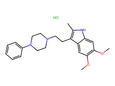 5,6-Dimethoxy-2-methyl-3-(2-(4-phenyl-1-piperazinyl)ethyl)indole hydrochloride structure