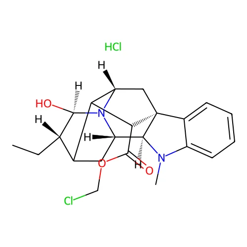 Chloromethyl 21-hydroxyajmalan-17-carboxylate--hydrogen chloride (1/1) structure