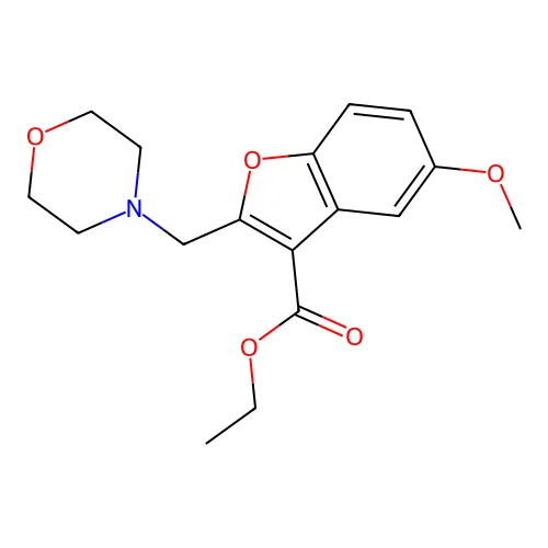 Ethyl 5-methoxy-2-(morpholin-4-ylmethyl)-1-benzofuran-3-carboxylate structure