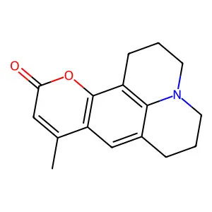 2,3,6,7-tetrahydro-9-methyl-1H,5H,11H-(1)benzopyrano(6,7,8-ij)quinolizin-11-one structure