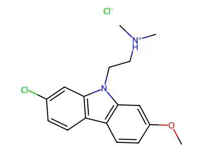 Carbazole, 2-chloro-9-(2-dimethylaminoethyl)-7-methoxy-, hydrochloride structure
