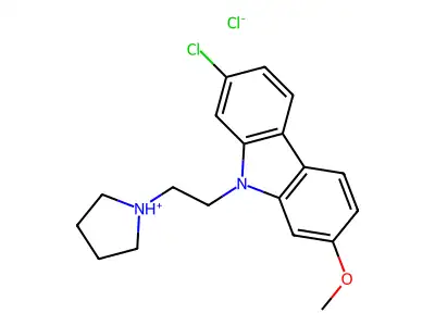 Carbazole, 2-chloro-7-methoxy-9-(2-pyrrolidinoethyl)-, hydrochloride structure