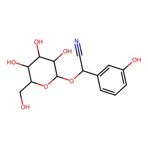 (R)-(beta-D-Glucopyranosyloxy)(3-hydroxyphenyl)acetonitrile structure