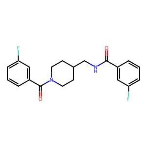 3-fluoro-N-[[1-(3-fluorobenzoyl)piperidin-4-yl]methyl]benzamide structure