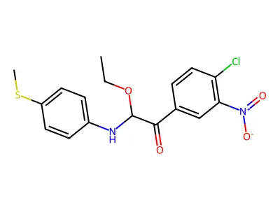 Ethanone, 1-(4-chloro-3-nitrophenyl)-2-ethoxy-2-((4-(methylthio)phenyl)amino)- structure