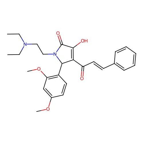 1-(2-diethylaminoethyl)-2-(2,4-dimethoxyphenyl)-4-hydroxy-3-[(E)-3-phenylprop-2-enoyl]-2H-pyrrol-5-one structure