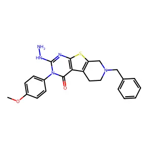 7-benzyl-2-hydrazinyl-3-(4-methoxyphenyl)-5,6,7,8-tetrahydropyrido[4',3':4,5]thieno[2,3-d]pyrimidin-4(3H)-one structure