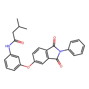 N-[3-(1,3-dioxo-2-phenylisoindol-5-yl)oxyphenyl]-3-methylbutanamide structure