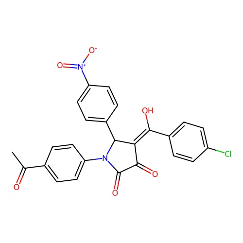 (4E)-1-(4-acetylphenyl)-4-[(4-chlorophenyl)-hydroxymethylidene]-5-(4-nitrophenyl)pyrrolidine-2,3-dione structure