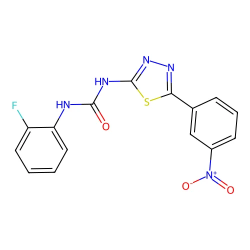 1-(2-Fluorophenyl)-3-[5-(3-nitrophenyl)-1,3,4-thiadiazol-2-yl]urea structure