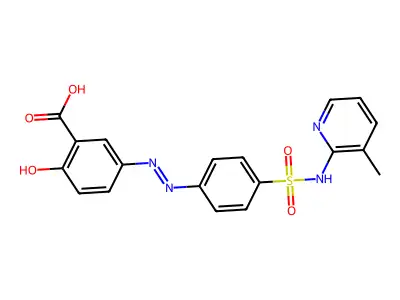 2-Hydroxy-5-((4-(((3-methyl-2-pyridinyl)amino)sulfonyl)phenyl)azo)benzoic acid structure