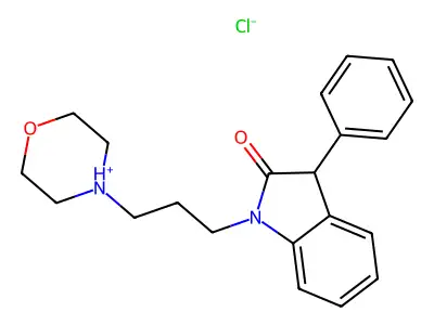 2H-Indol-2-one, 1,3-dihydro-1-(3-morpholinopropyl)-3-phenyl-, monohydrochloride structure