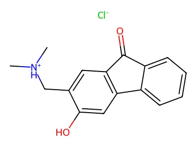 Fluoren-9-one, 2-(dimethylamino)methyl-3-hydroxy-, hydrochloride structure