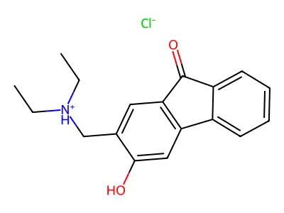 Fluoren-9-one, 2-(diethylamino)methyl-3-hydroxy-, hydrochloride structure