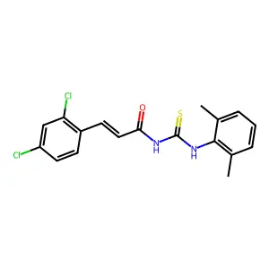 (E)-3-(2,4-dichlorophenyl)-N-[(2,6-dimethylphenyl)carbamothioyl]prop-2-enamide structure