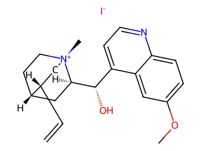 9-Hydroxy-6'-methoxy-1-methylcinchonan-1-ium iodide structure