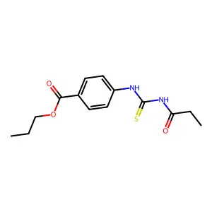 Propyl 4-(propanoylcarbamothioylamino)benzoate structure
