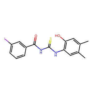 N-[(2-hydroxy-4,5-dimethylphenyl)carbamothioyl]-3-iodobenzamide structure