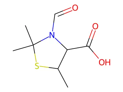 3-Formyl-2,2,5-trimethyl-1,3-thiazolidine-4-carboxylic acid structure