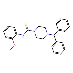 4-benzhydryl-N-(2-methoxyphenyl)piperazine-1-carbothioamide structure