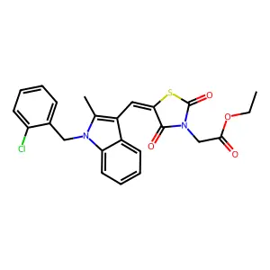 ethyl [(5E)-5-{[1-(2-chlorobenzyl)-2-methyl-1H-indol-3-yl]methylidene}-2,4-dioxo-1,3-thiazolidin-3-yl]acetate structure
