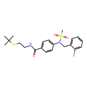 N-(2-tert-butylsulfanylethyl)-4-[(2-chlorophenyl)methyl-methylsulfonylamino]benzamide structure