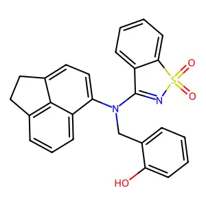 2-{[1,2-DIHYDROACENAPHTHYLEN-5-YL(1,1-DIOXIDO-1,2-BENZISOTHIAZOL-3-YL)AMINO]METHYL}PHENOL structure