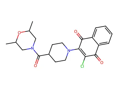2-Chloro-3-{4-[(2,6-dimethylmorpholino)carbonyl]piperidino}naphthoquinone structure